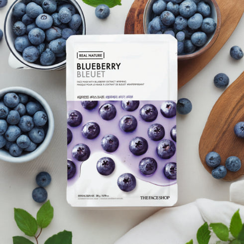 ماسك الوجه من ريال نيتشر || بالتوت الأزرق || لبشرة مرنة ورطبة -ذا فيس شوب