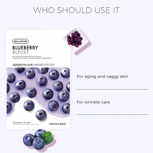 Blueberry Real Nature Skin Mask - The Face Shop