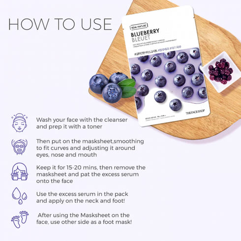 Blueberry Real Nature Skin Mask - The Face Shop